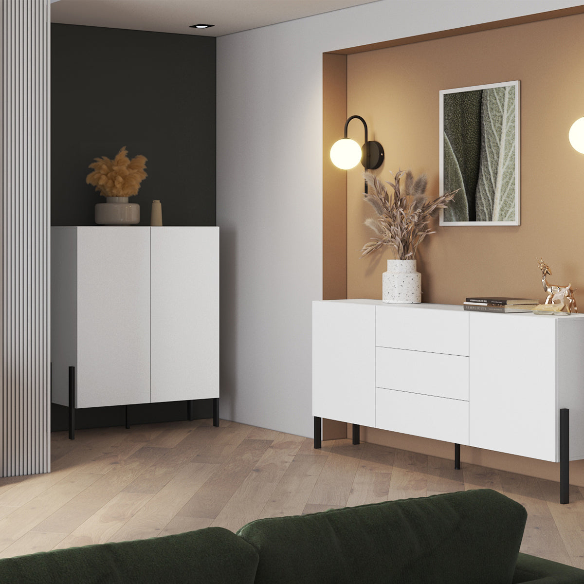 Buffet haut 2 portes Bérénice Blanc - vue 4