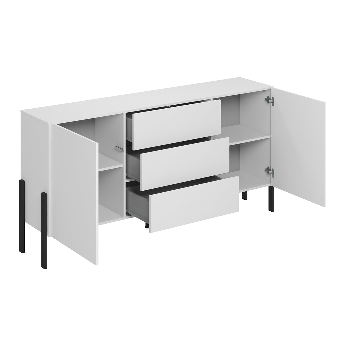 Buffet long 2 portes 3 tiroirs Bérénice Blanc - vue 2