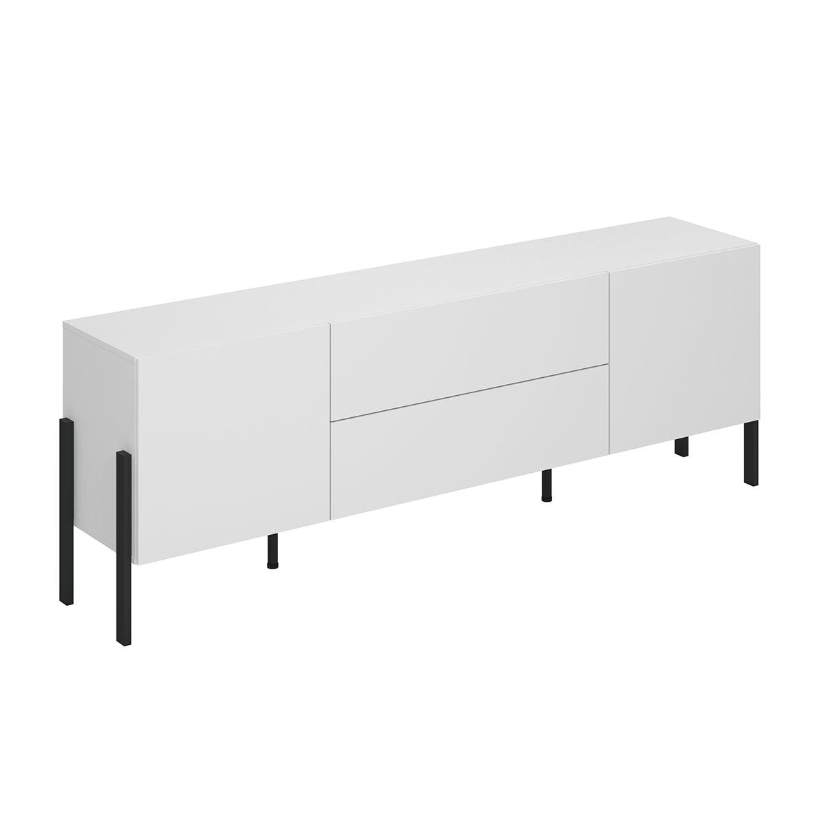 Meuble TV 2 portes 2 tiroirs 200 cm Bérénice Blanc