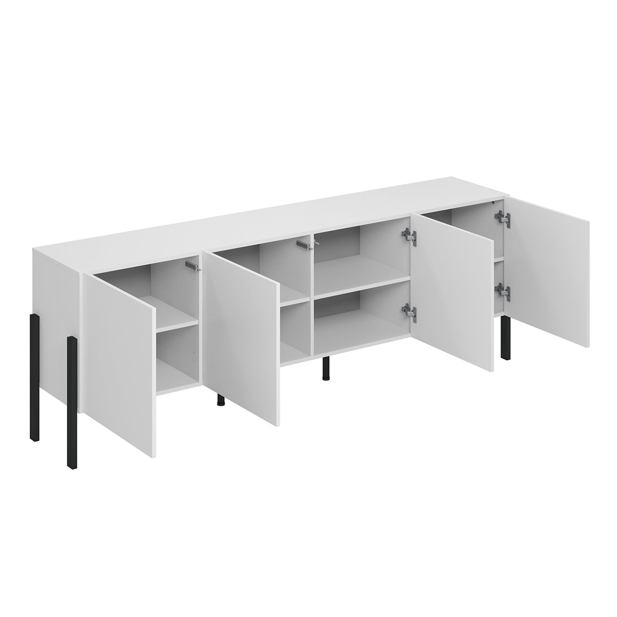 Meuble TV 4 portes 200 cm Bérénice Blanc - vue 2