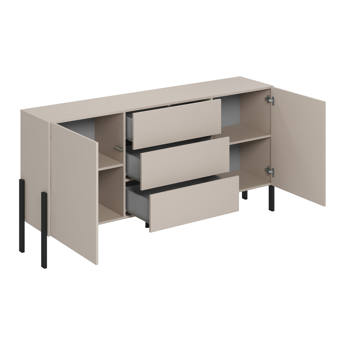 Buffet long 2 portes 3 tiroirs Bérénice Cachemire - vue 2