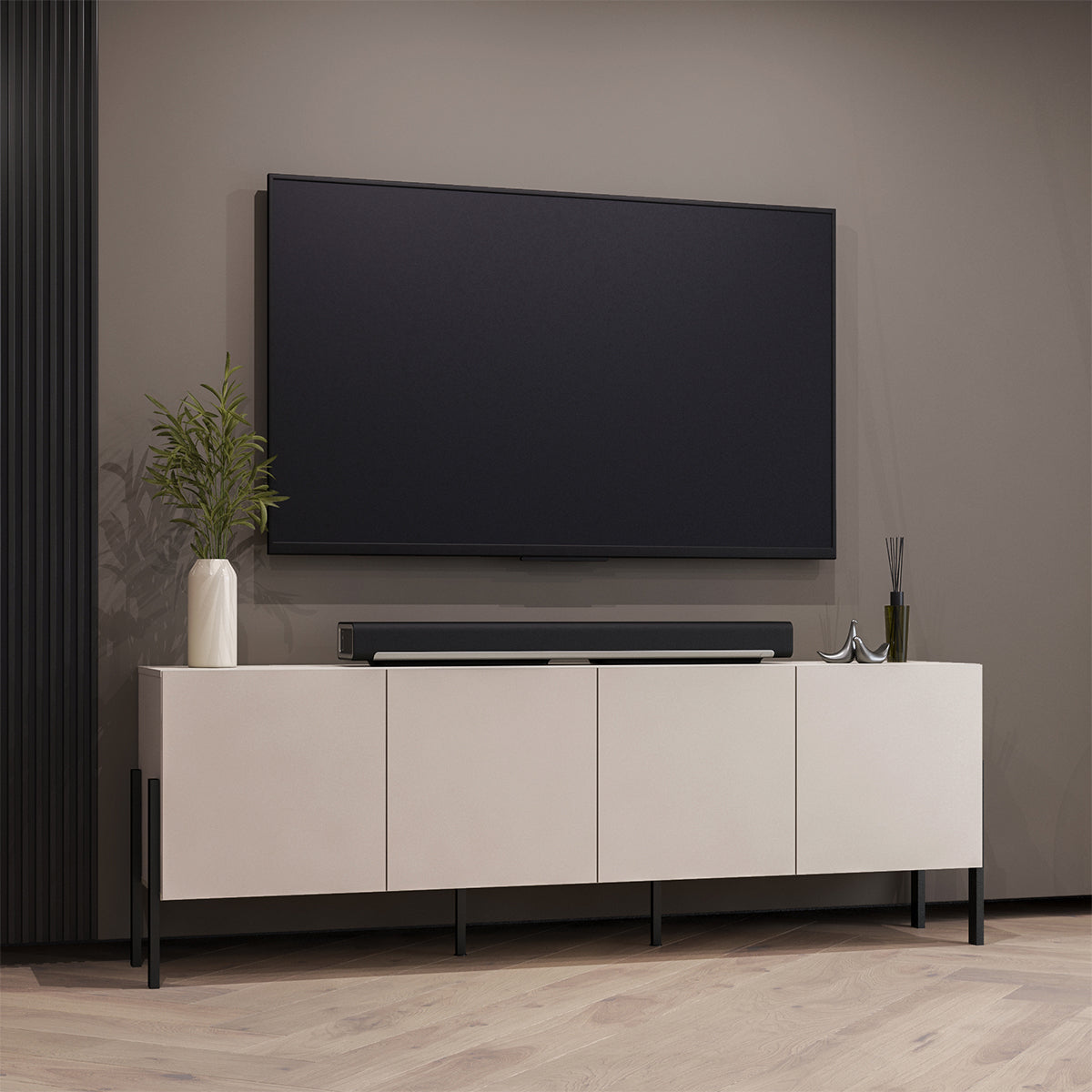 Meuble TV 4 portes 200 cm Bérénice Cachemire - vue 3