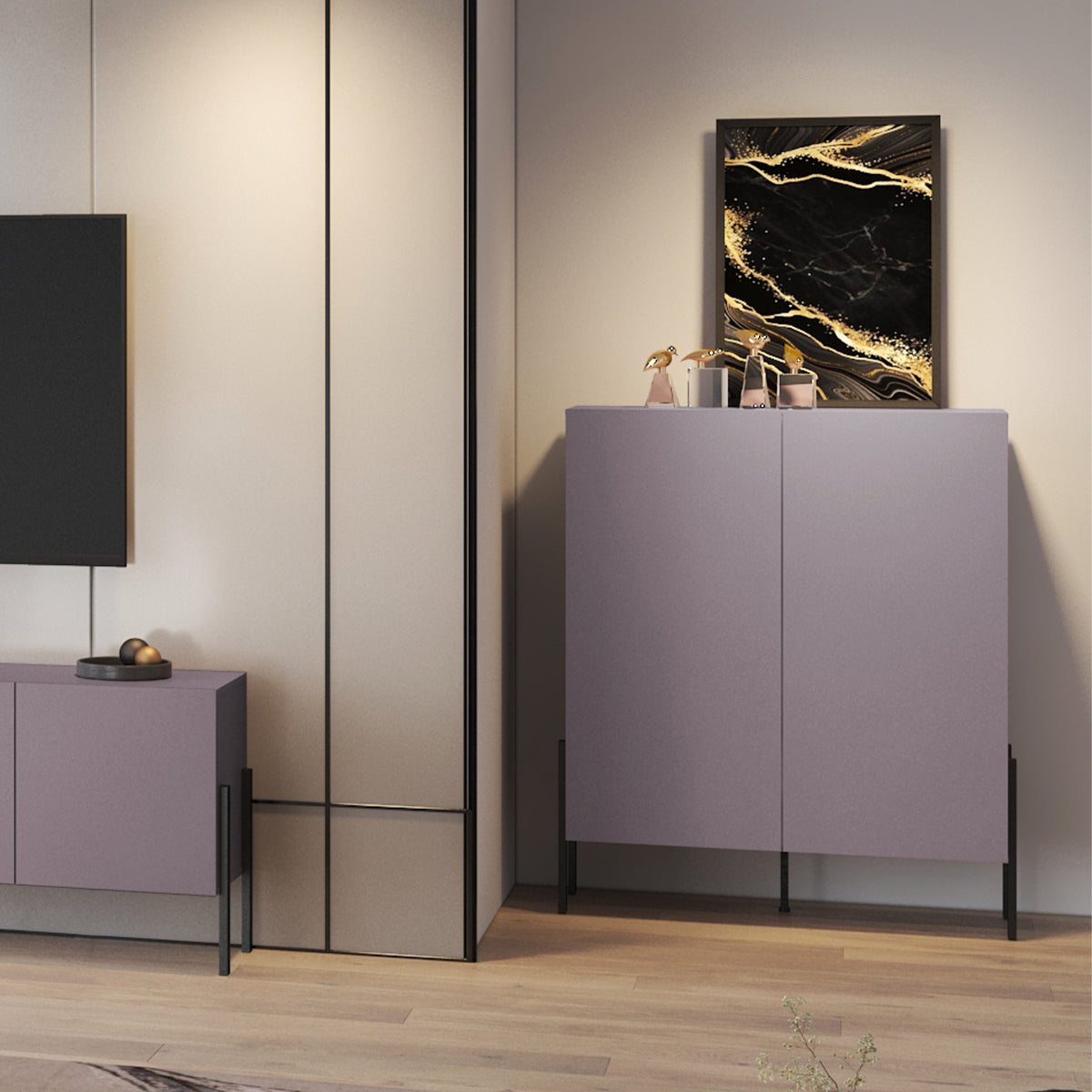 Buffet haut 2 portes Bérénice Violet - vue 4