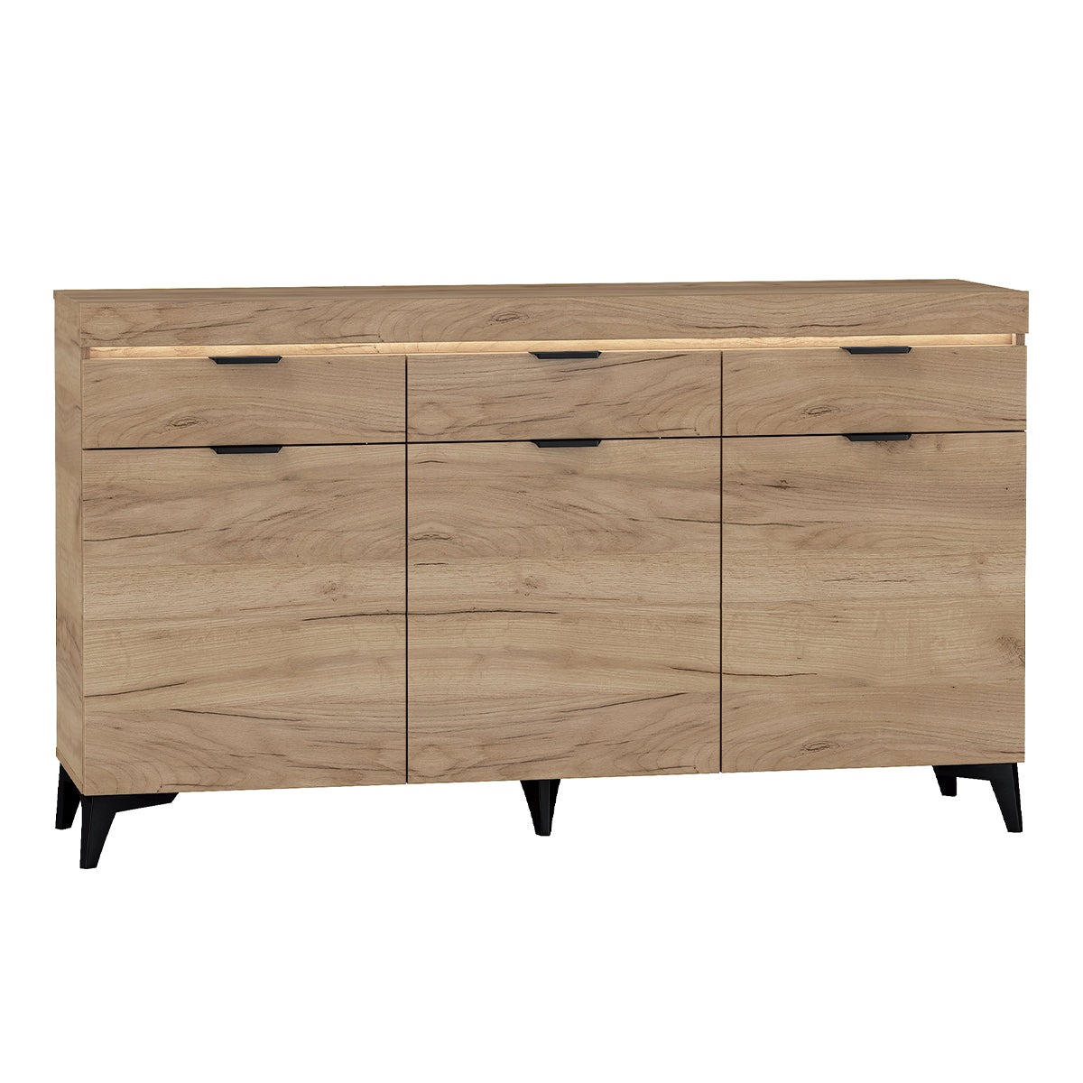 Buffet 3 portes 3 tiroirs LED inclus Ruben Bois
