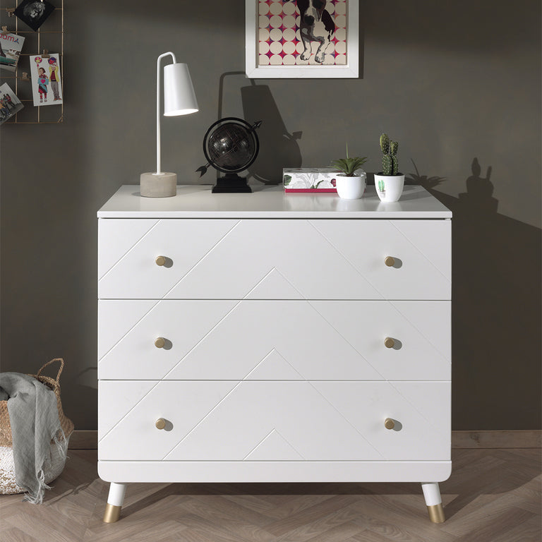 Commode 3 tiroirs Vipack Billy Blanc - vue 2