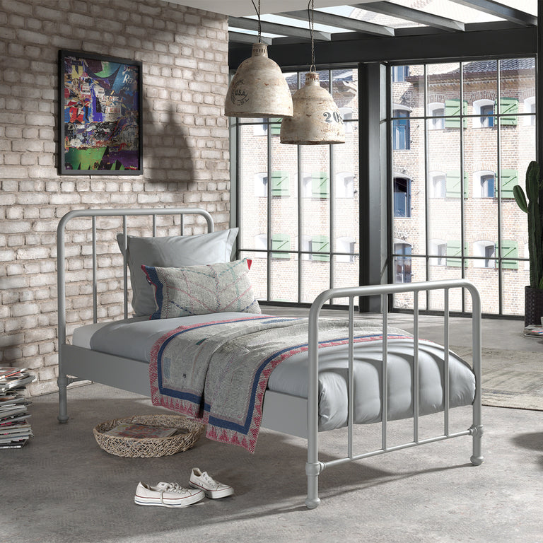 Lit 90x200 sommier inclus Vipack Bronxx Gris mat - vue 2
