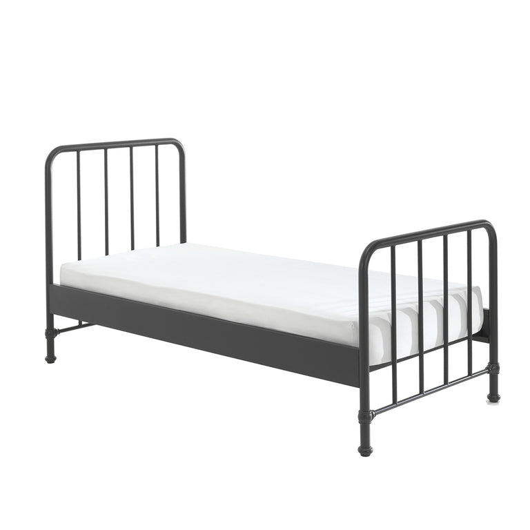 Lit 90x200 sommier inclus Vipack Bronxx Noir mat