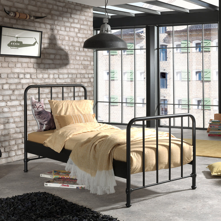 Lit 90x200 sommier inclus Vipack Bronxx Noir mat - vue 2