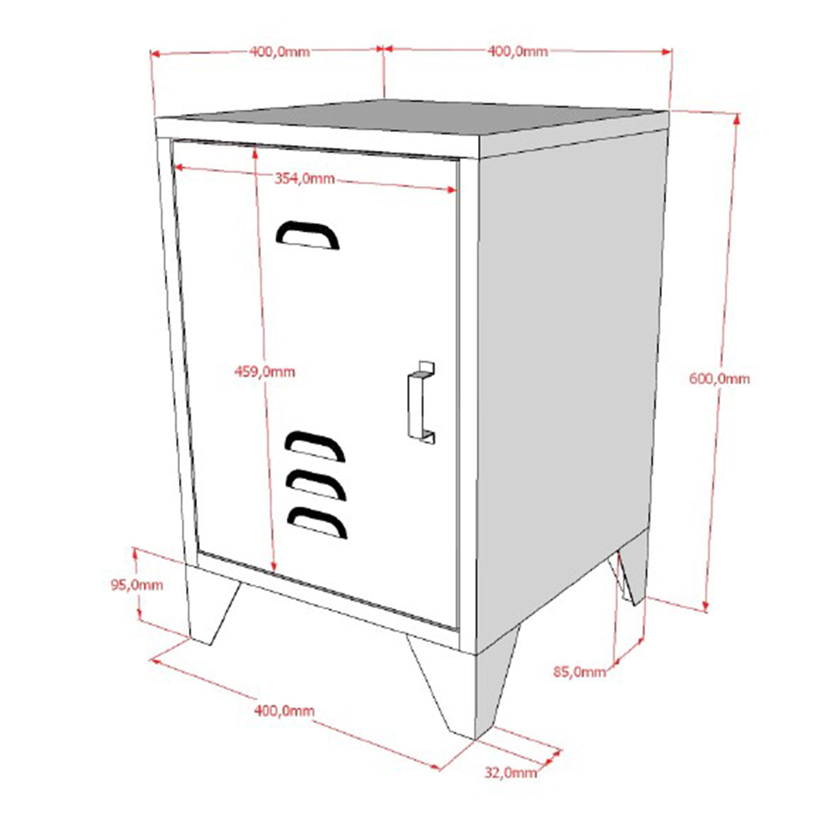 Chevet 1 porte Vipack Bronxx Blanc mat - vue 3