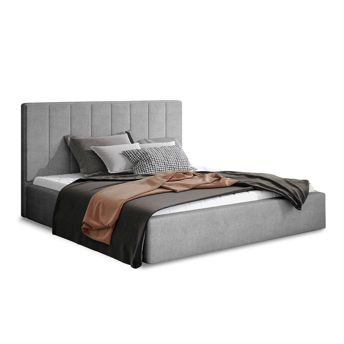 Lit coffre 200x200 sommier inclus Brook Gris