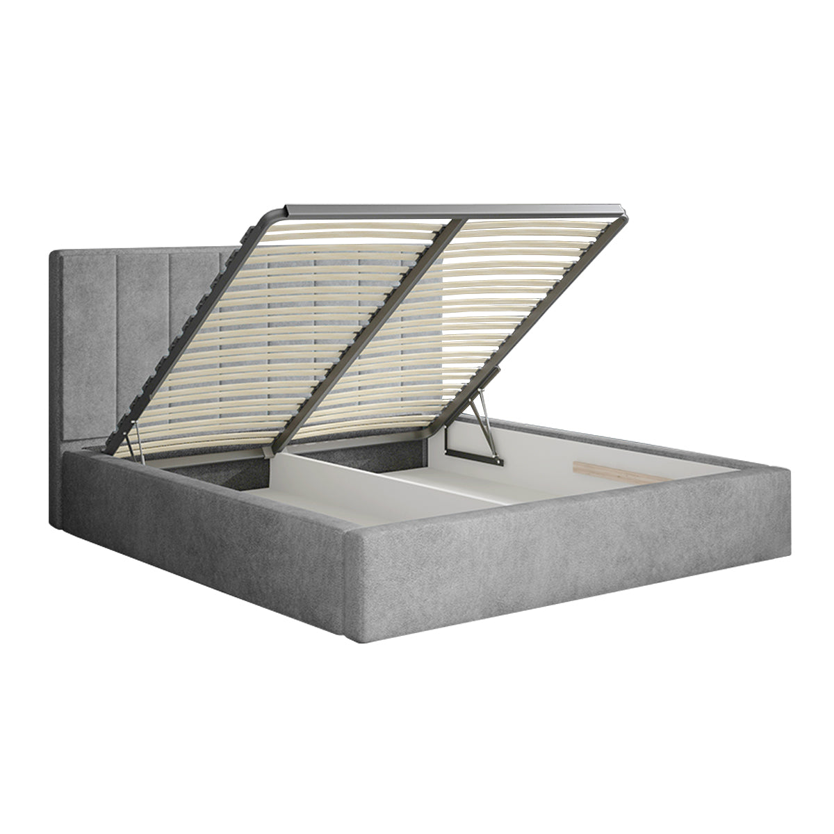 Lit coffre 200x200 sommier inclus Brook Gris - vue 2