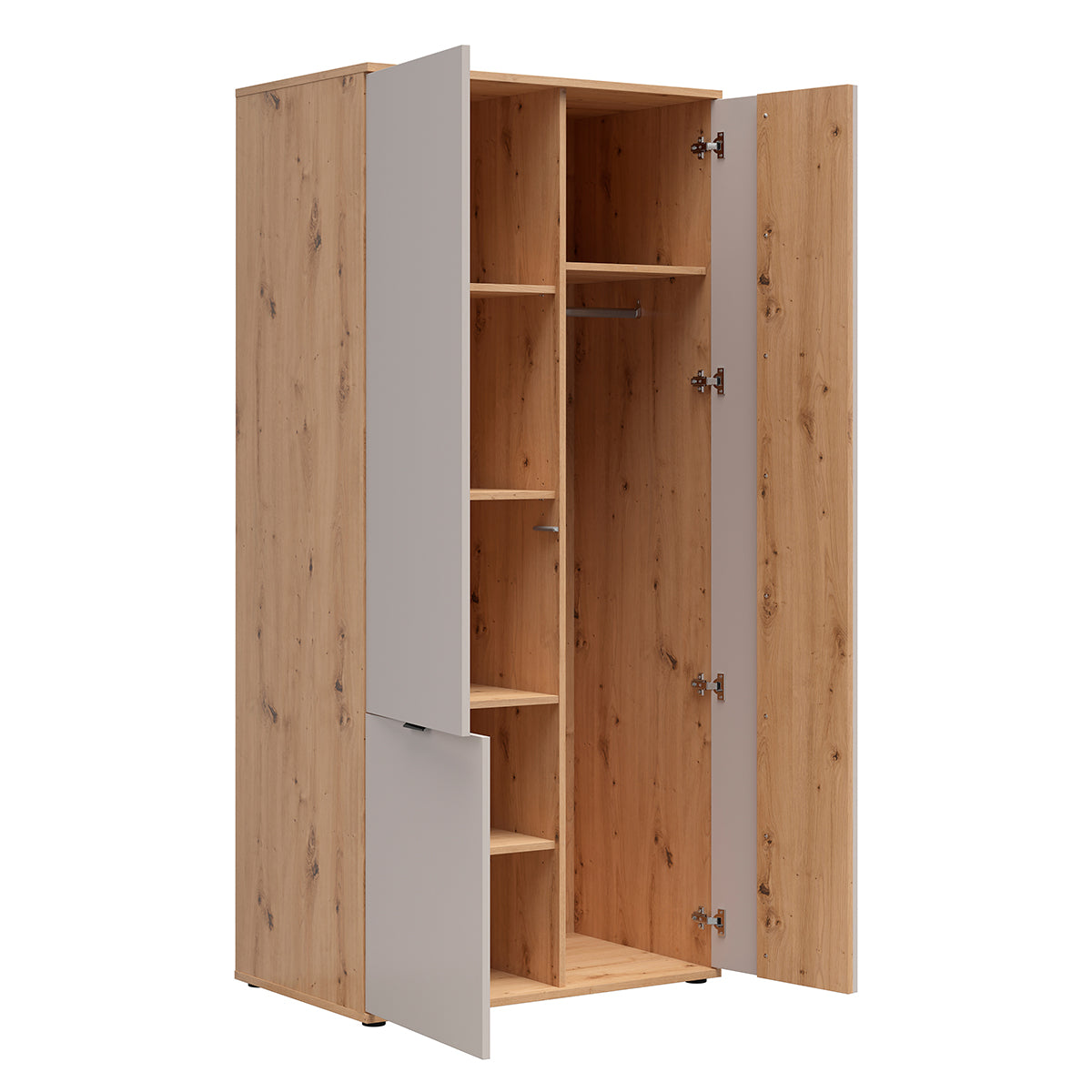 Armoire 3 portes Ezra Cachemire et Bois - vue 3