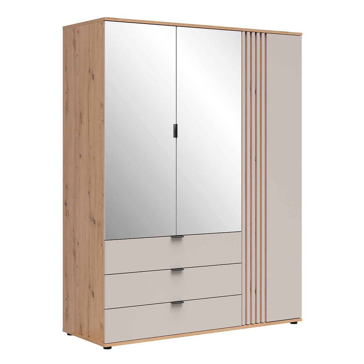 Armoire 3 portes 3 tiroirs Ezra Cachemire et Bois