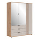 Armoire 3 portes 3 tiroirs Ezra Cachemire et Bois