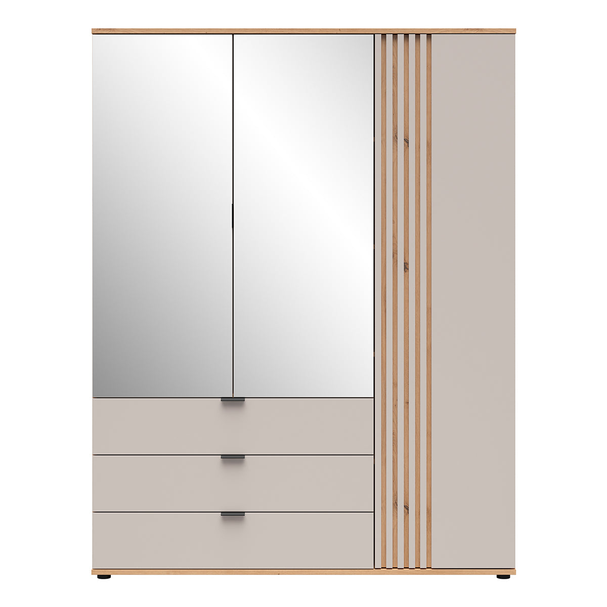 Armoire 3 portes 3 tiroirs Ezra Cachemire et Bois - vue 2