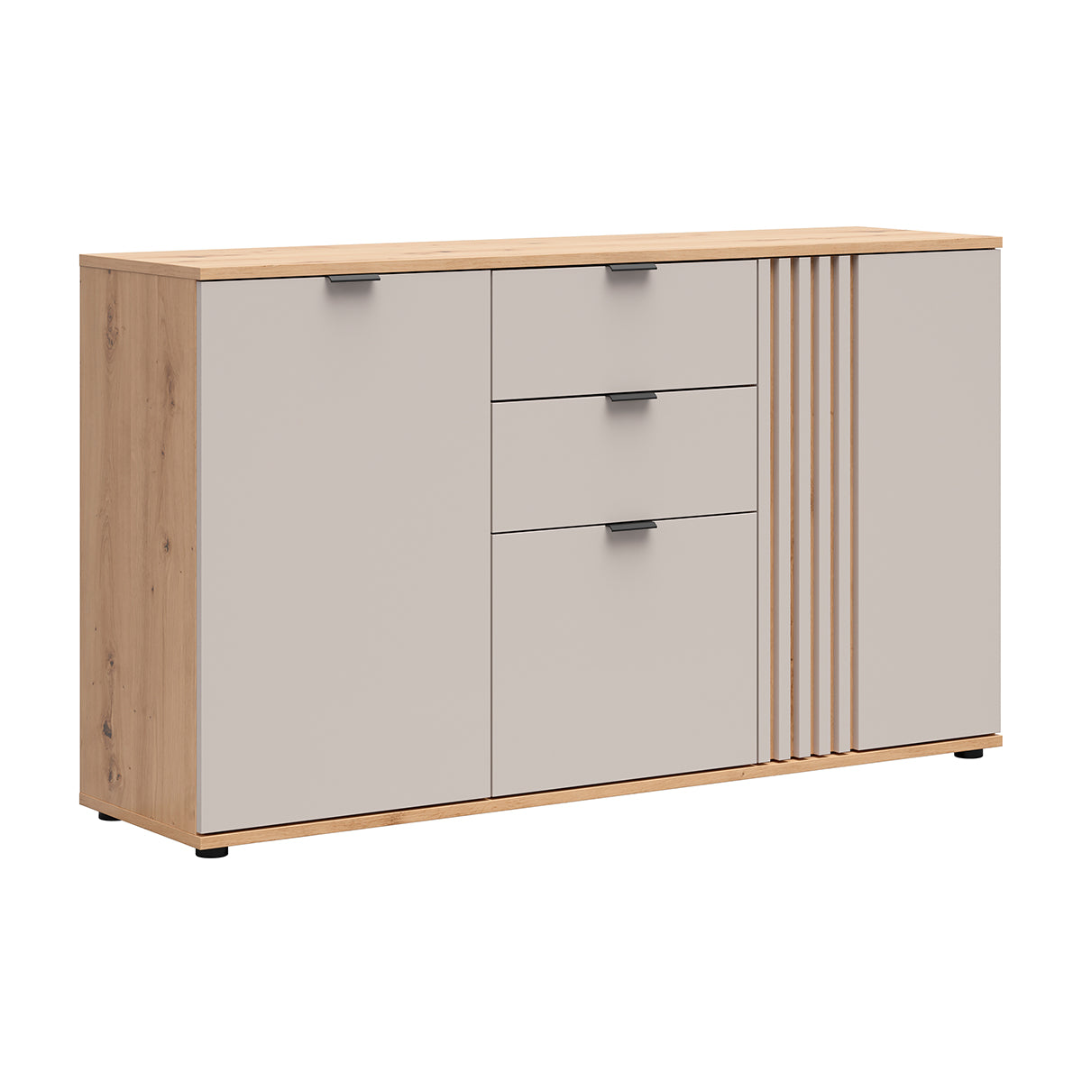 Buffet 3 portes 2 tiroirs Ezra Cachemire et Bois
