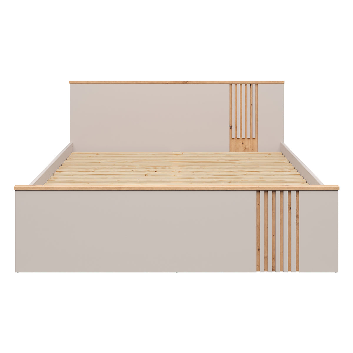 Lit 160x200 sommier et tiroirs inclus Ezra Cachemire et Bois - vue 3
