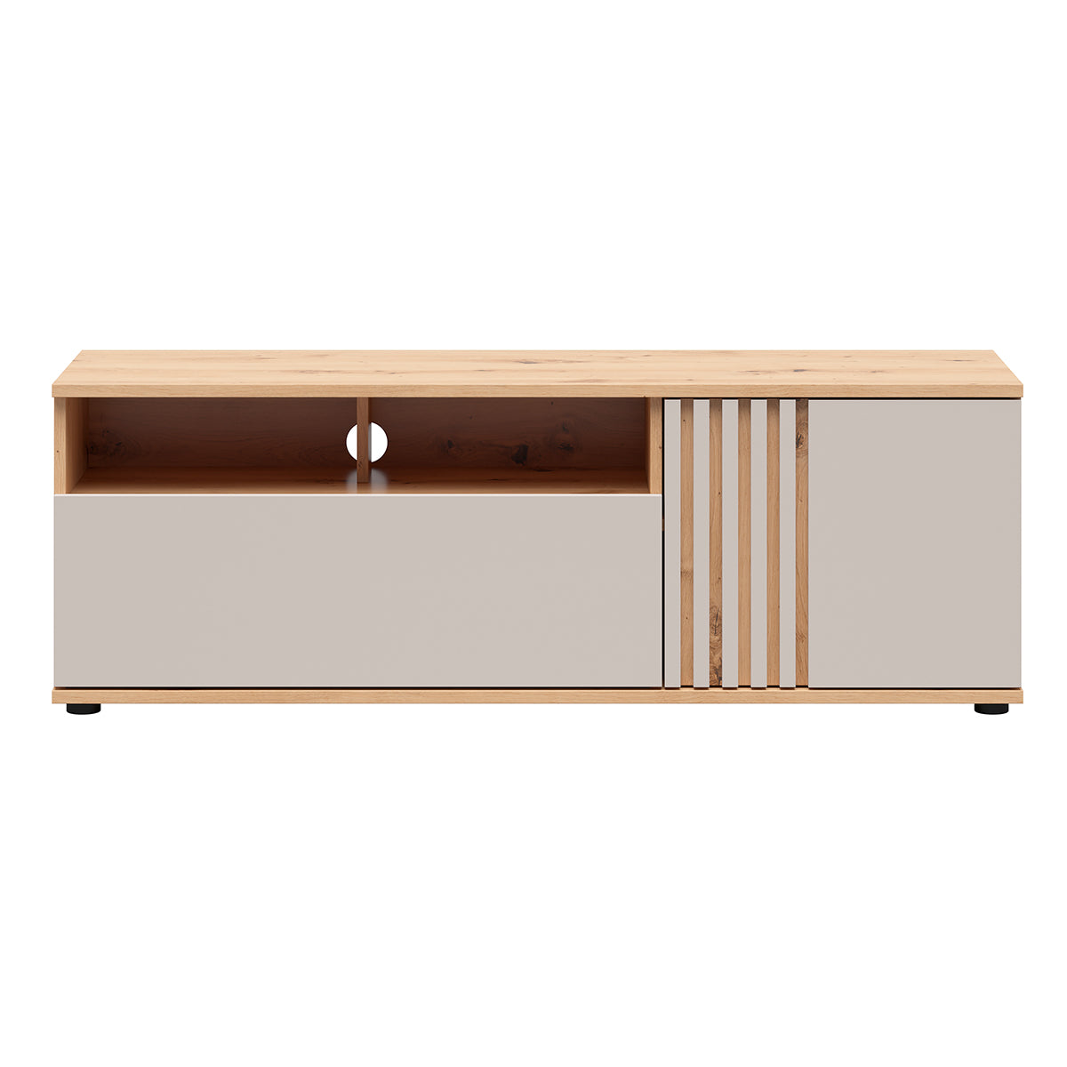 Meuble TV 1 porte 1 tiroir 135 cm Ezra Cachemire et Bois - vue 2