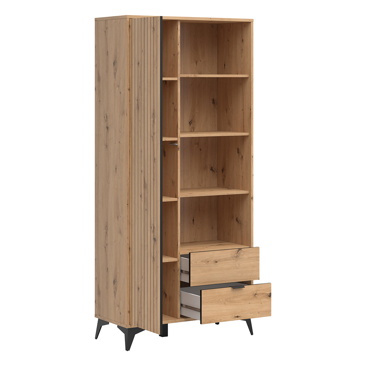 Bibliothèque 2 tiroirs 1 porte Mao Bois - vue 3