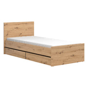 Lit 90x200 sommier et tiroirs inclus Mao Bois