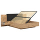 Lit coffre 160x200 ouverture latérale sommier chevets LED et prises USB inclus Mao Bois