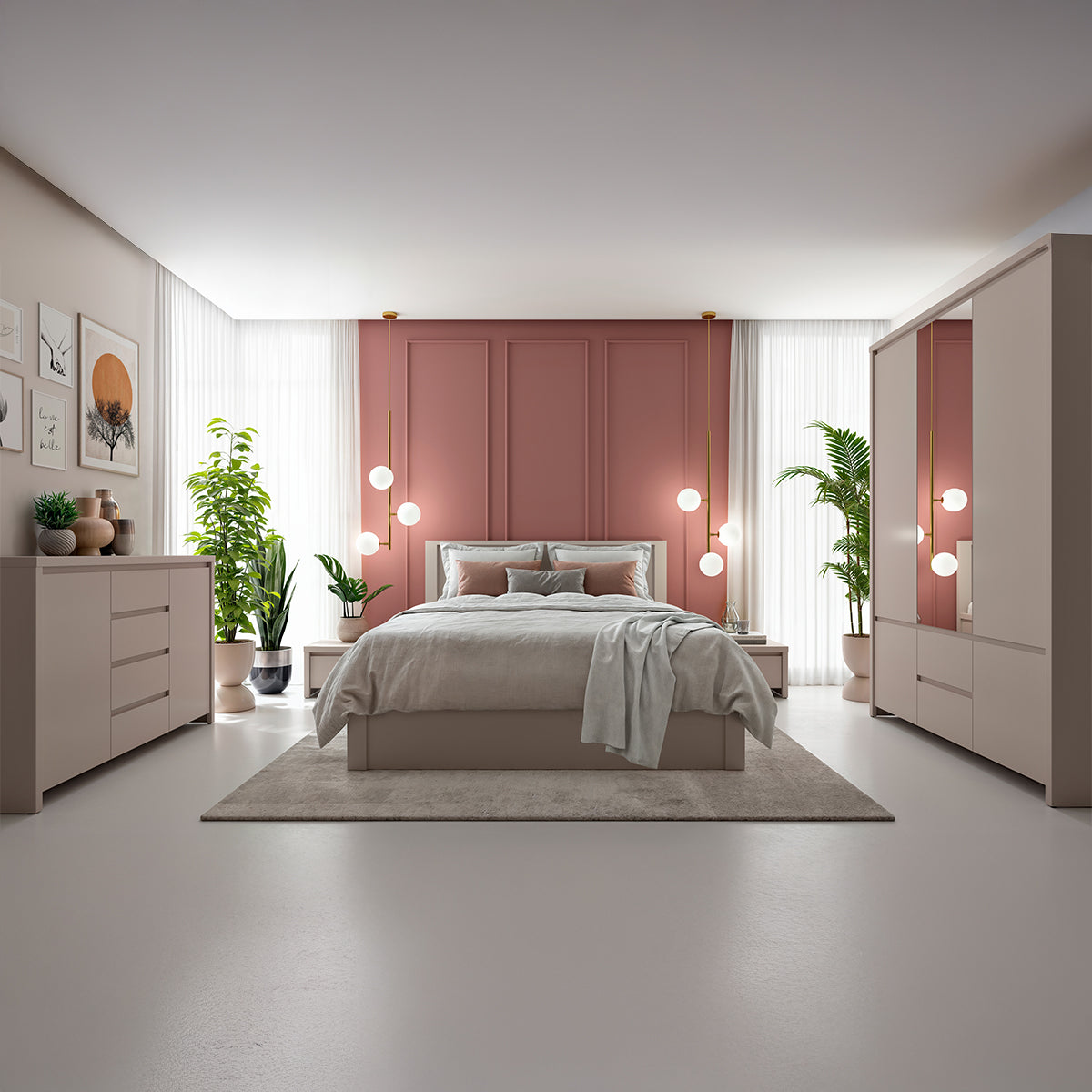 Lit 160x200 sommier et tiroirs inclus Soren Cachemire - vue 4