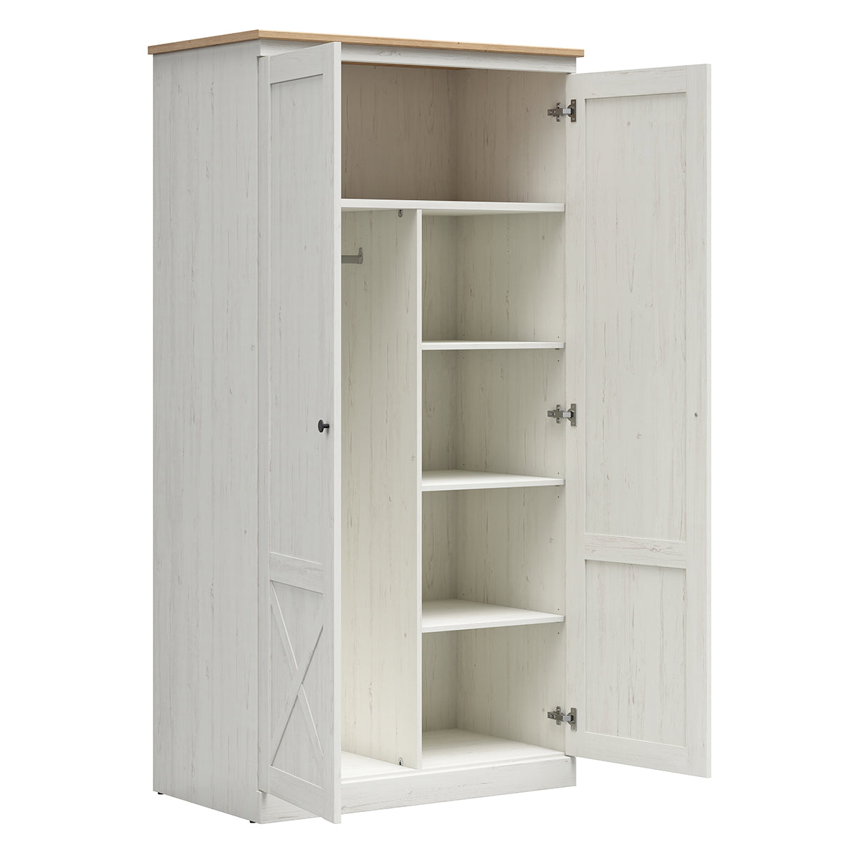 Armoire 2 portes Victoria Blanc et Bois - vue 2