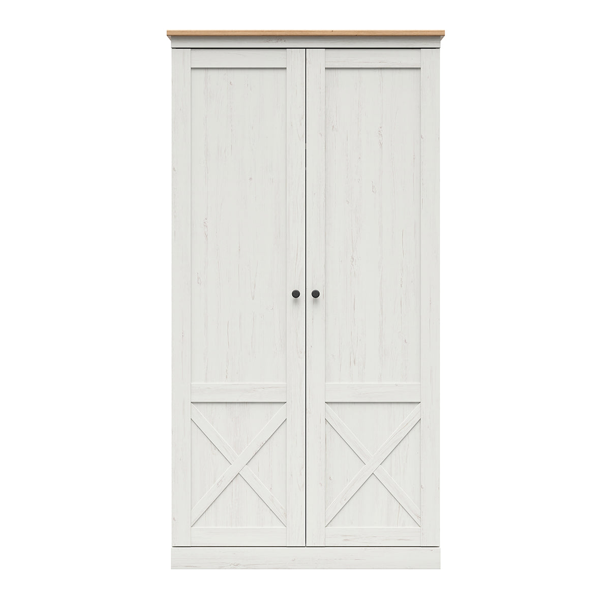 Armoire 2 portes Victoria Blanc et Bois - vue 3