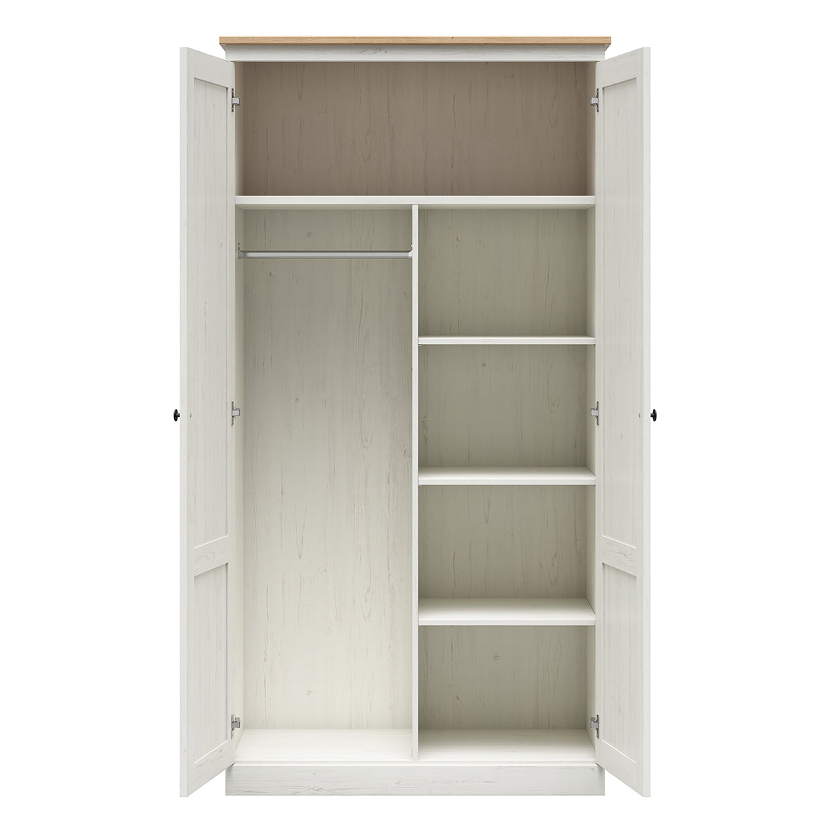 Armoire 2 portes Victoria Blanc et Bois - vue 4