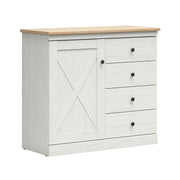 Commode 1 porte 4 tiroirs Victoria Blanc et Bois