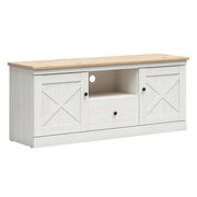 Meuble TV 2 portes 1 tiroir 153 cm Victoria Blanc et Bois