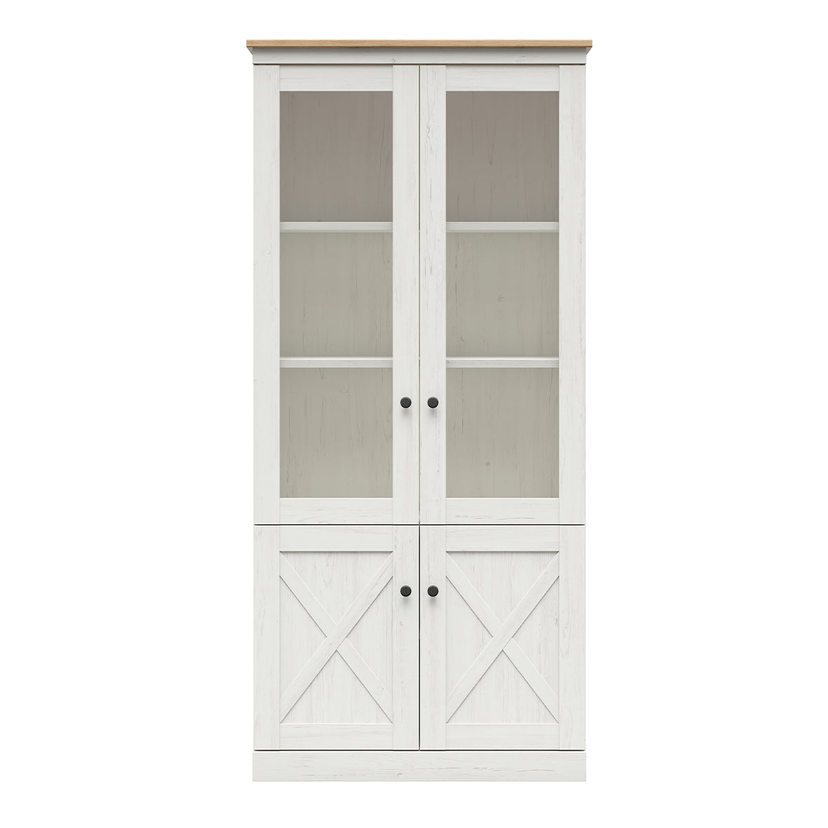 Vaisselier 4 portes Victoria Blanc et Bois - vue 2