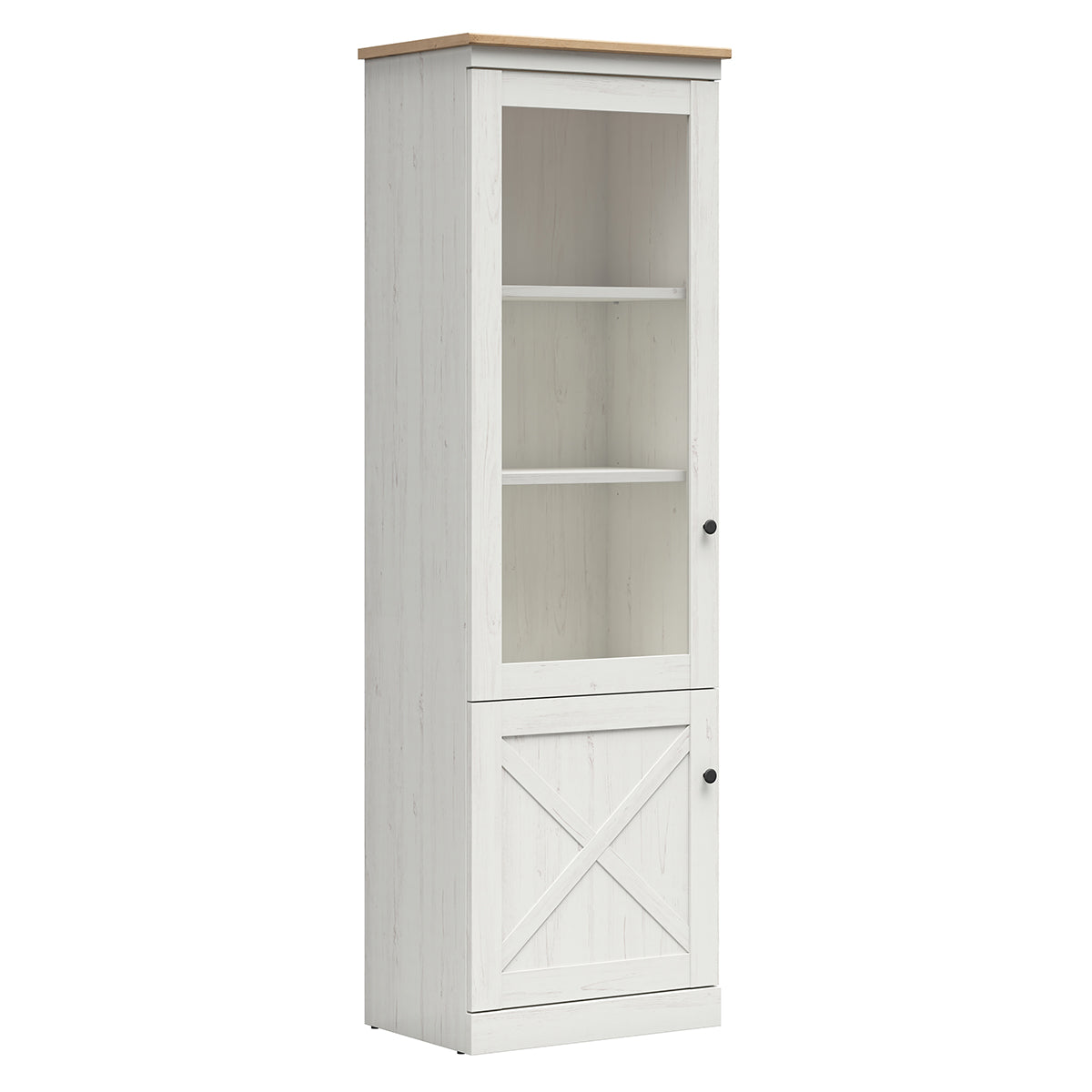 Vitrine 2 portes Victoria Blanc et Bois