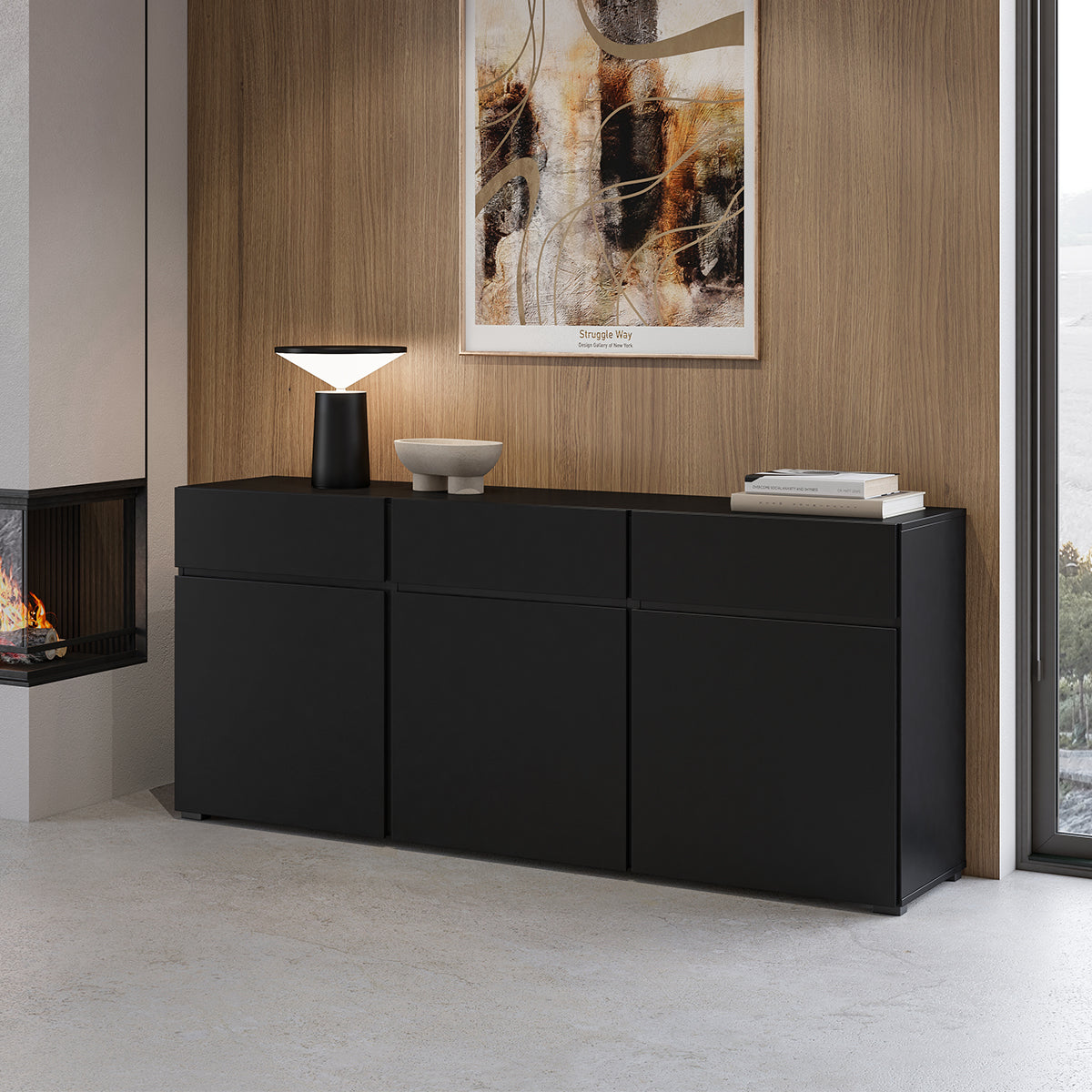 Buffet 3 portes 3 tiroirs Lilia Noir - vue 2