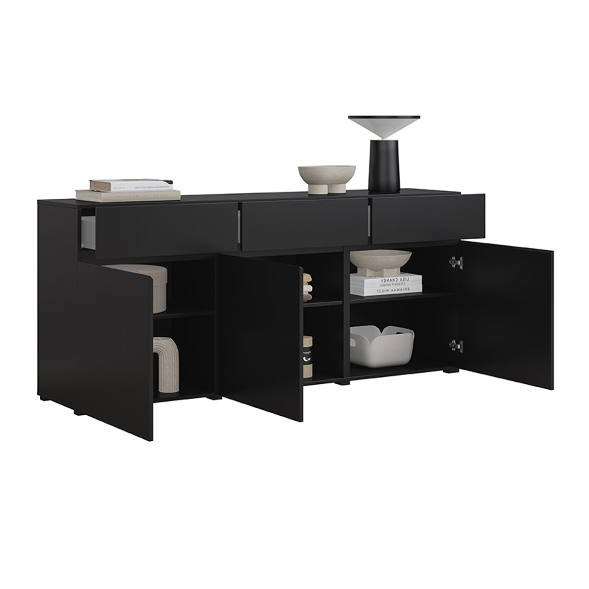 Buffet 3 portes 3 tiroirs Lilia Noir - vue 7