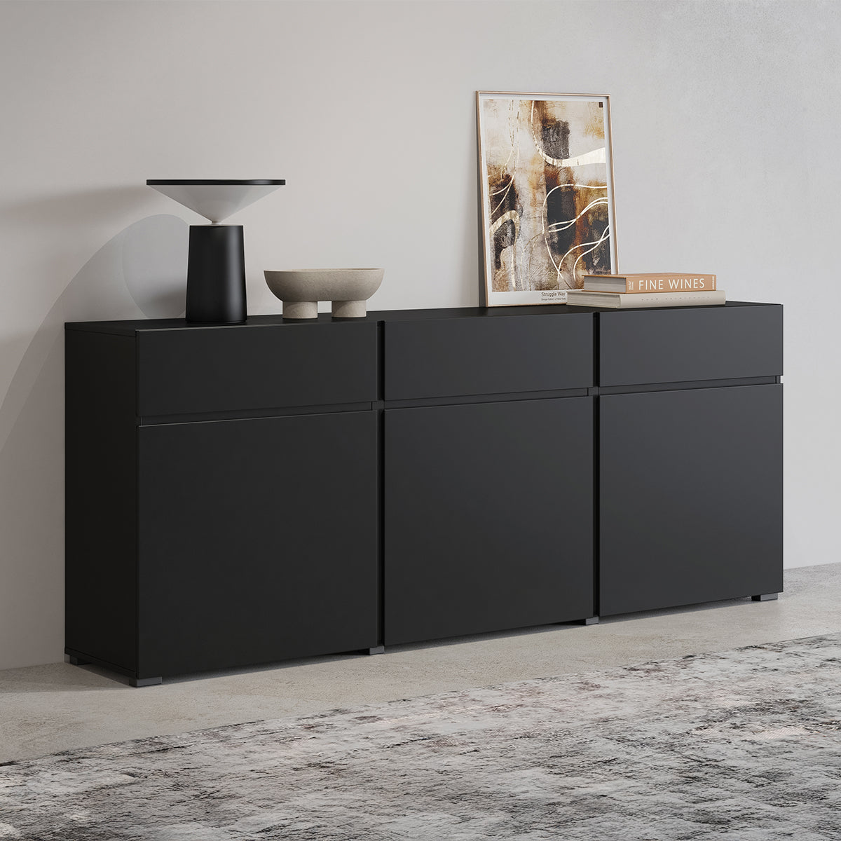Buffet 3 portes 3 tiroirs Lilia Noir - vue 3