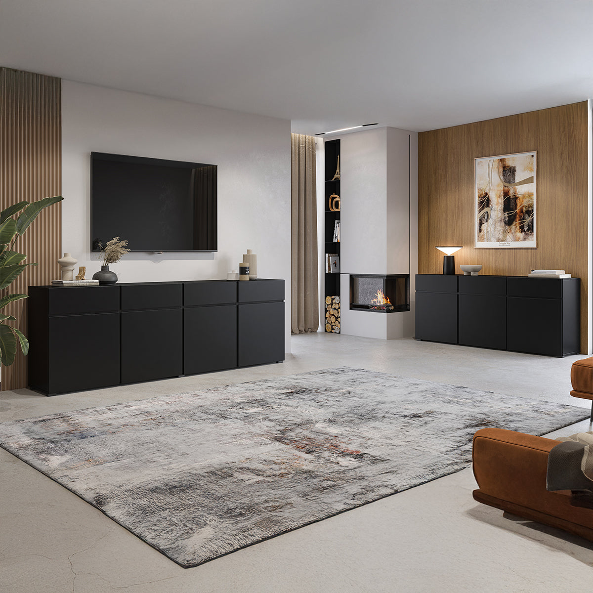 Buffet 4 portes 4 tiroirs Lilia Noir - vue 8