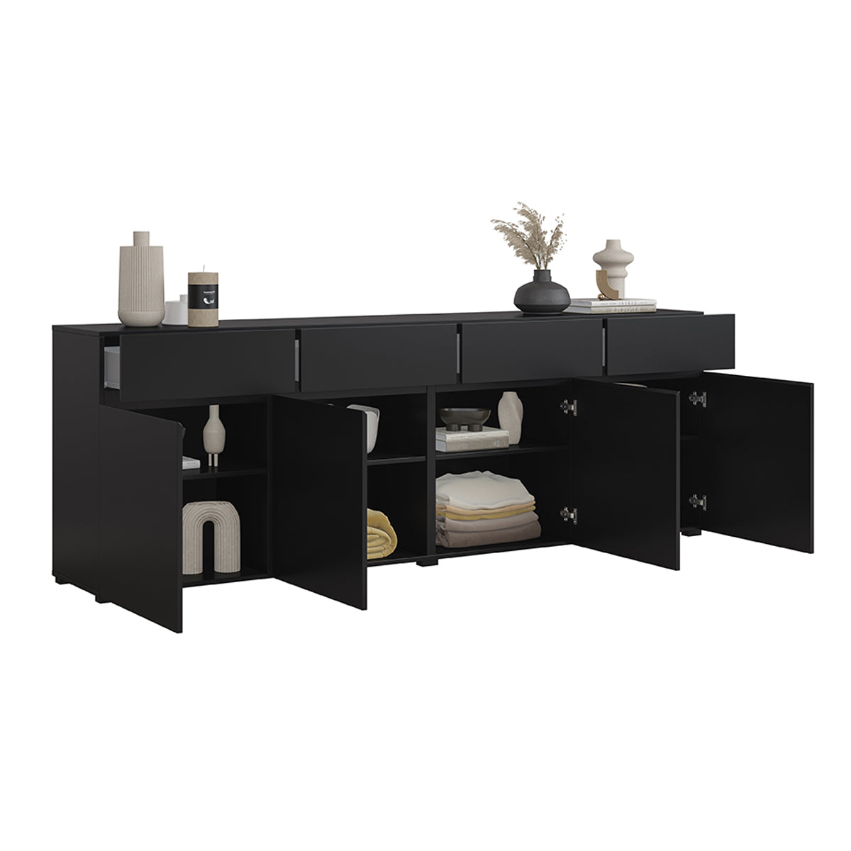 Buffet 4 portes 4 tiroirs Lilia Noir - vue 7