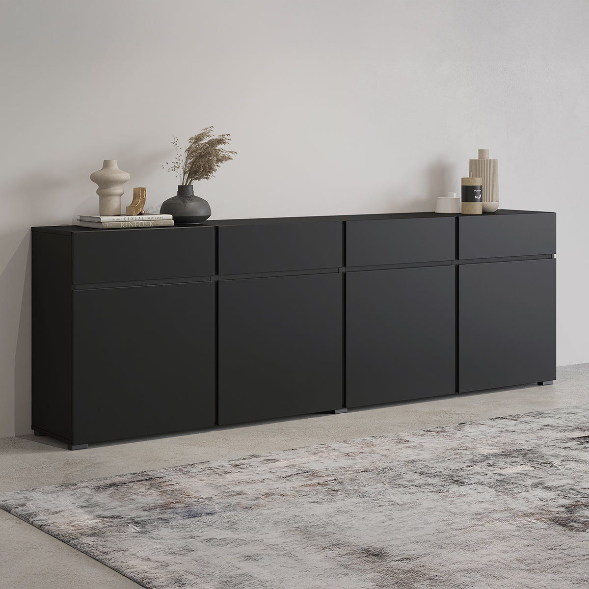 Buffet 4 portes 4 tiroirs Lilia Noir - vue 3