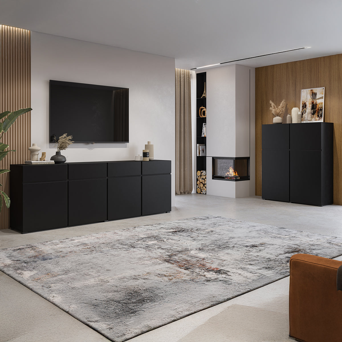 Buffet haut 4 portes Lilia Noir - vue 8