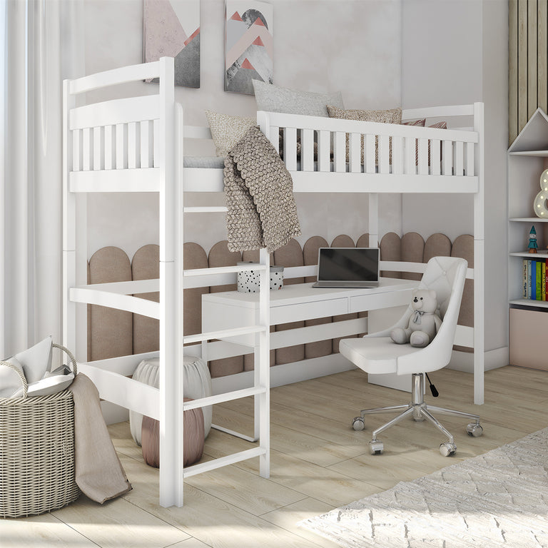 Lit mi-hauteur 90x200 sommier inclus Camille Blanc - vue 3