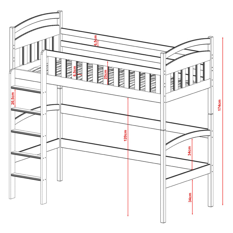 Lit mi-hauteur 90x200 sommier inclus Camille Blanc - vue 5