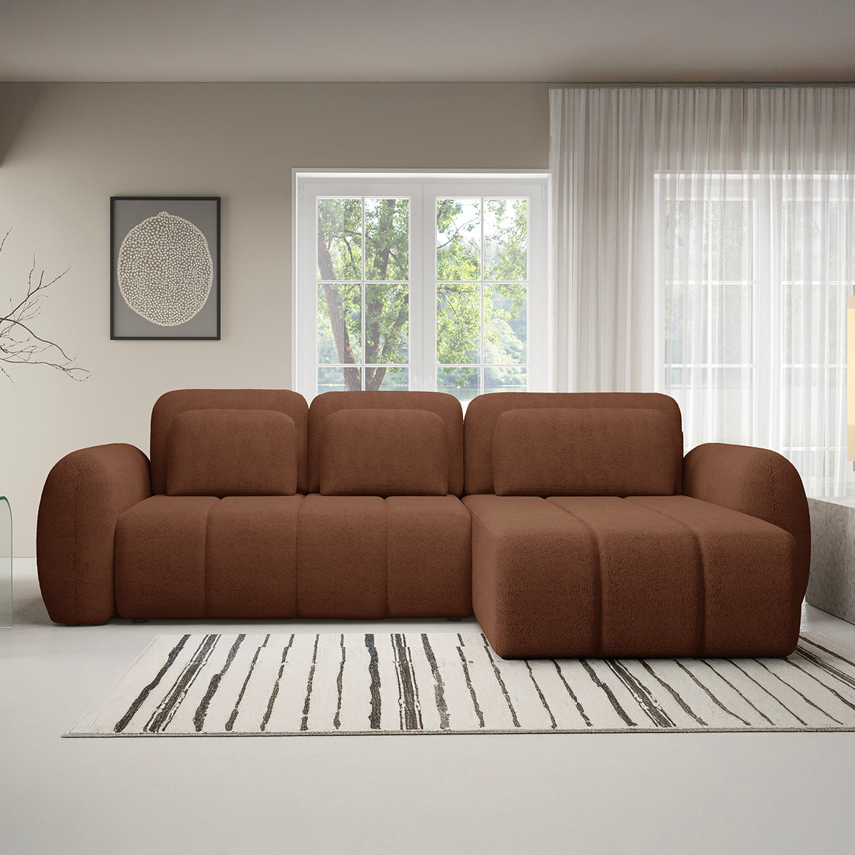 Canapé d'angle réversible et convertible 3 places avec coffre Cesar Terracotta - vue 2