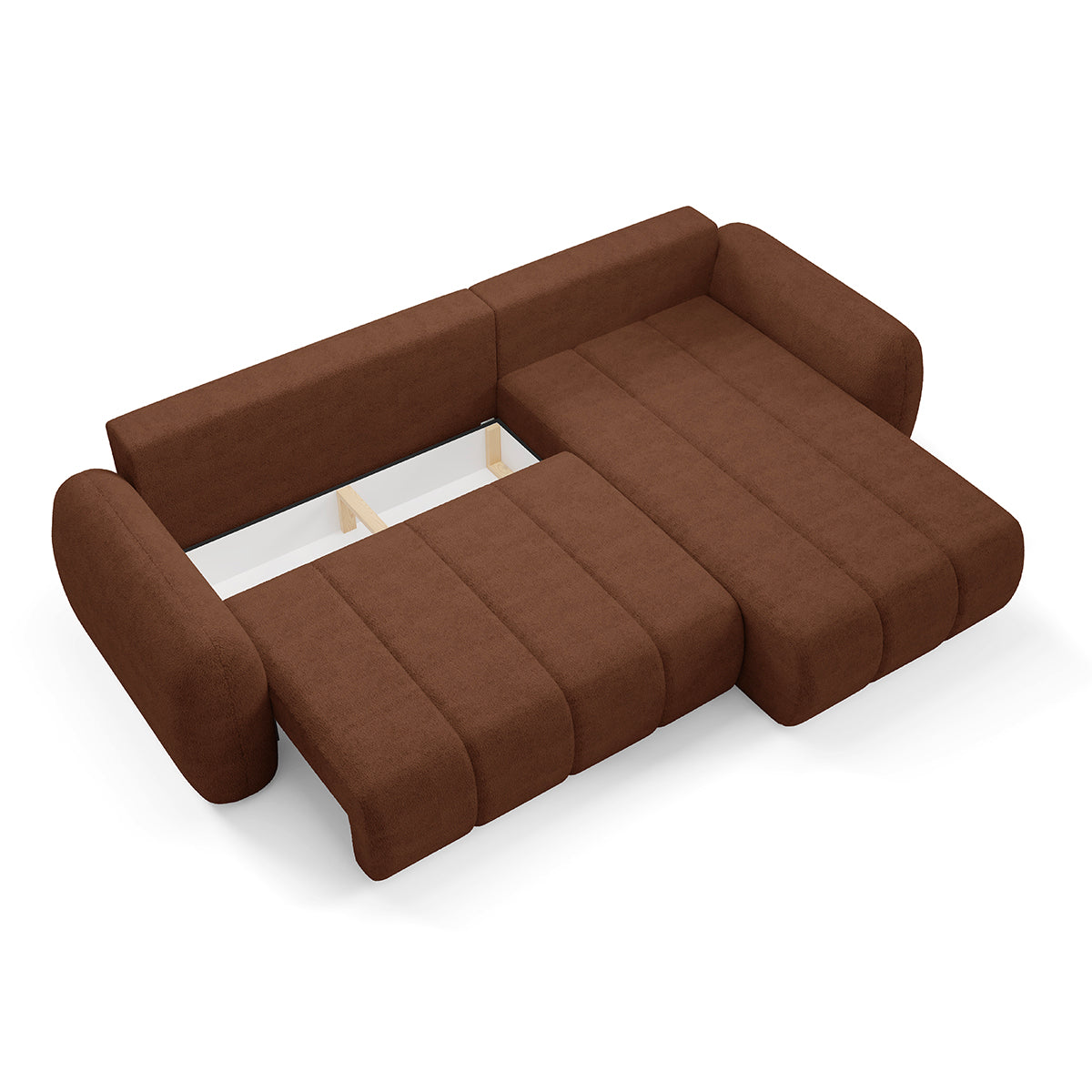 Canapé d'angle réversible et convertible 3 places avec coffre Cesar Terracotta - vue 5