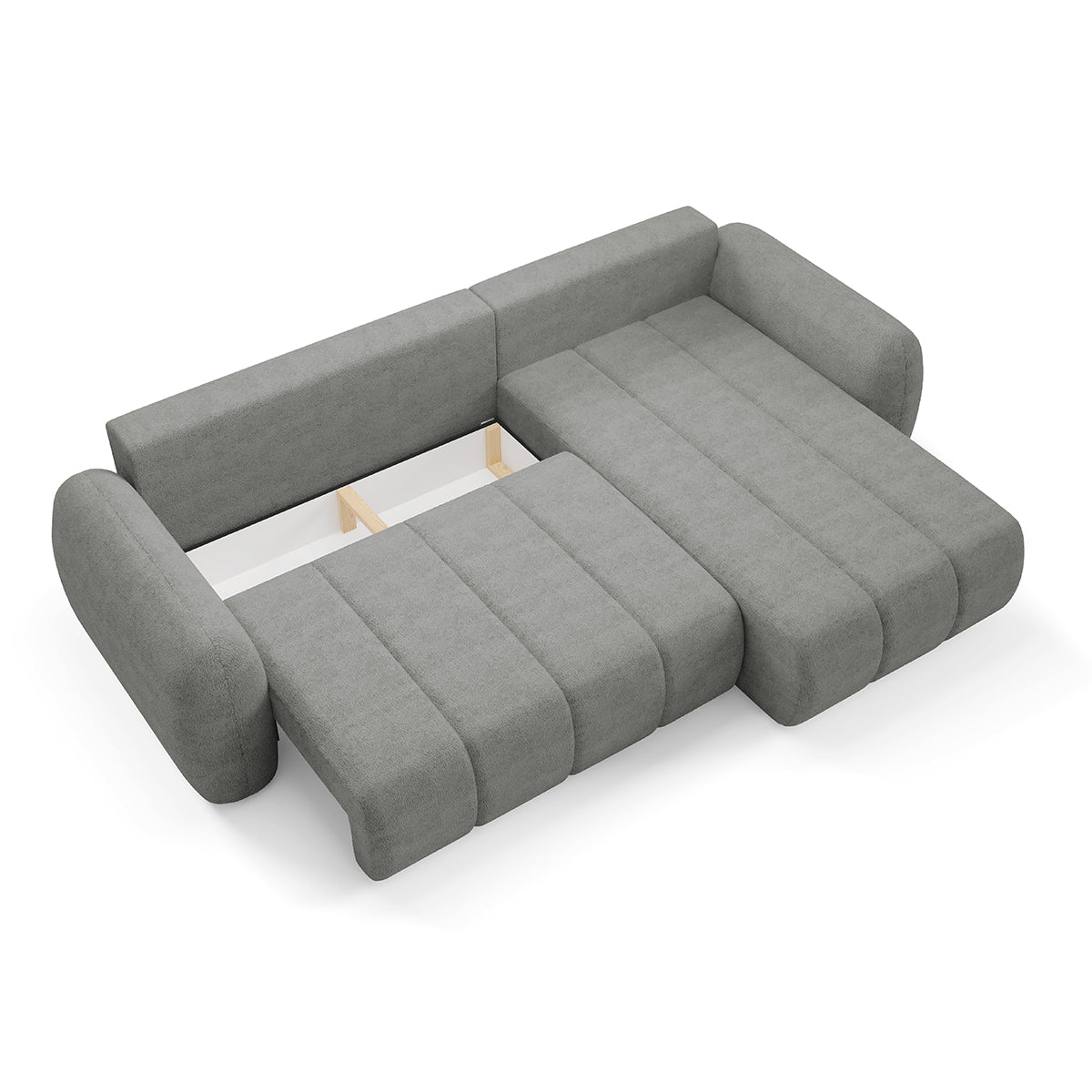 Canapé d'angle réversible et convertible 3 places avec coffre Cesar Gris clair - vue 5