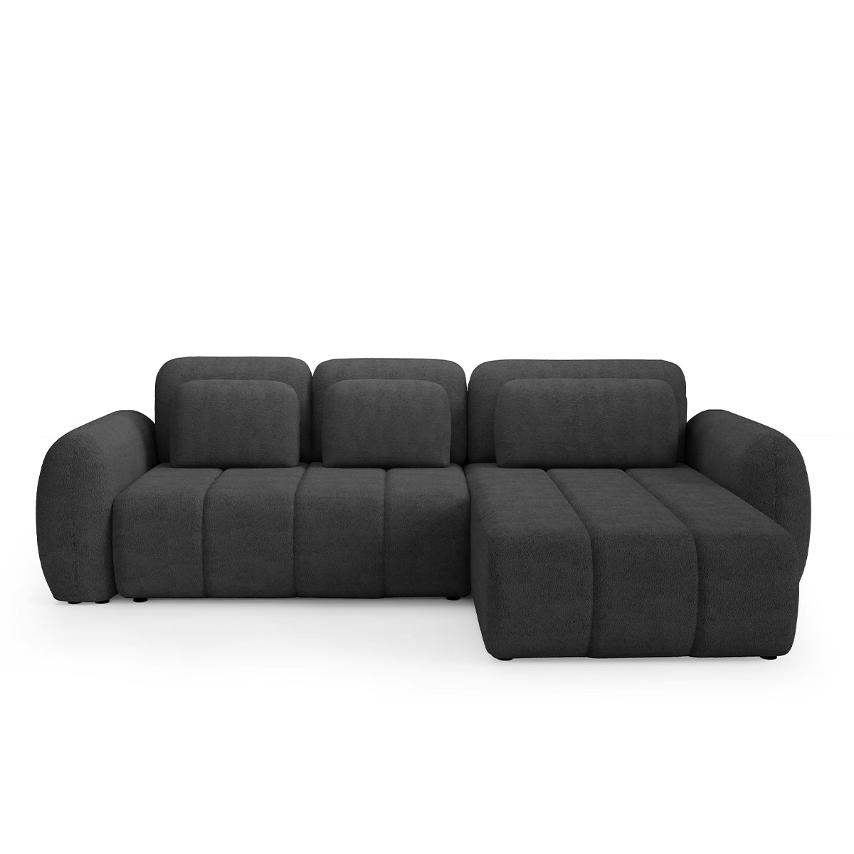 Canapé d'angle réversible et convertible 3 places avec coffre Cesar Gris foncé - vue 3