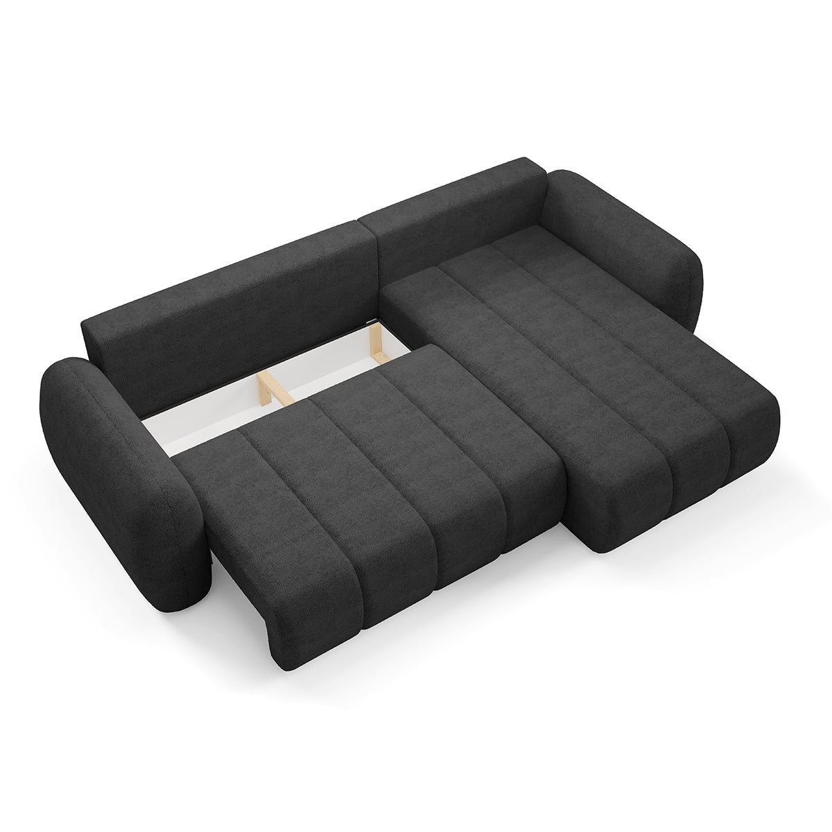 Canapé d'angle réversible et convertible 3 places avec coffre Cesar Gris foncé - vue 5