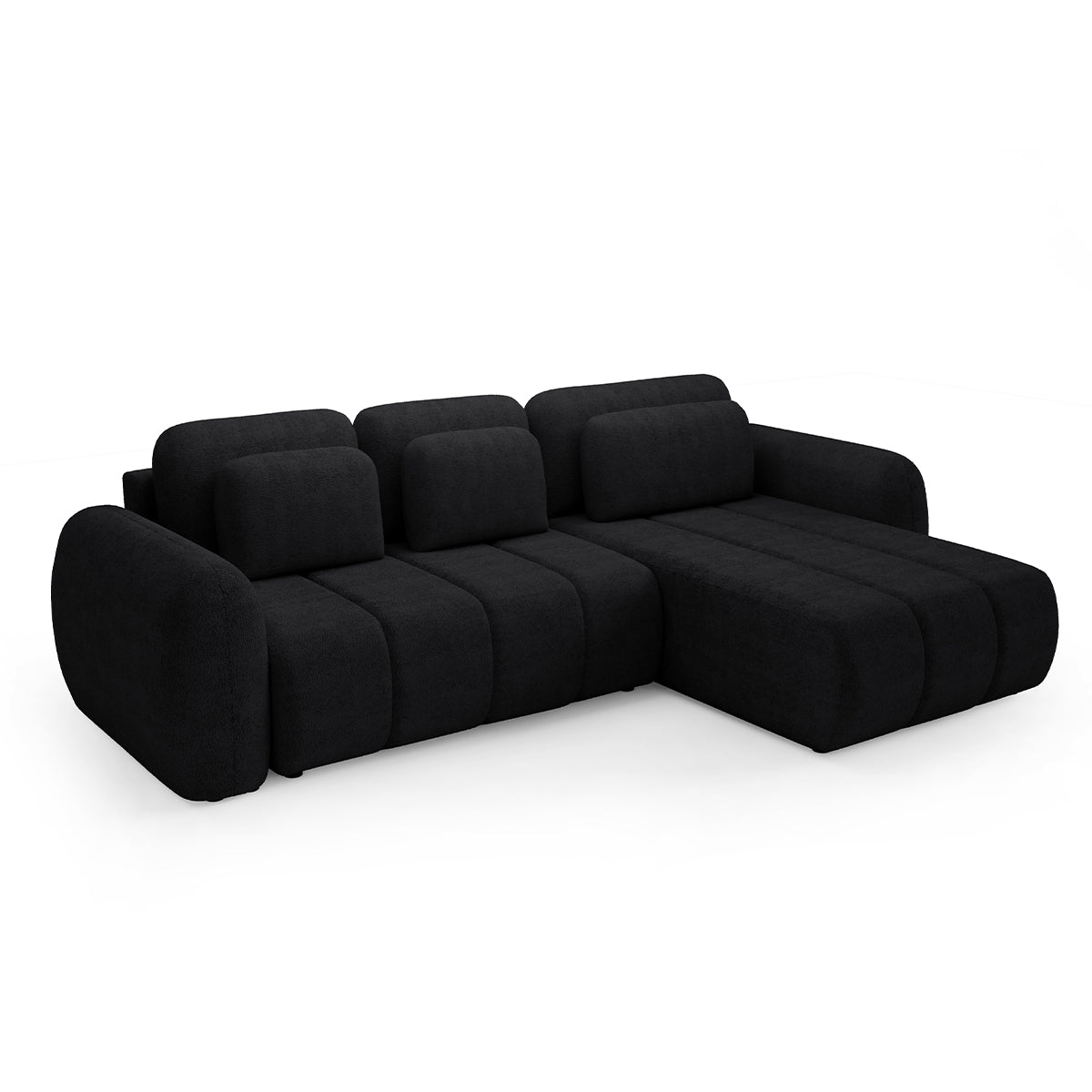 Canapé d'angle réversible et convertible 3 places avec coffre Cesar Noir