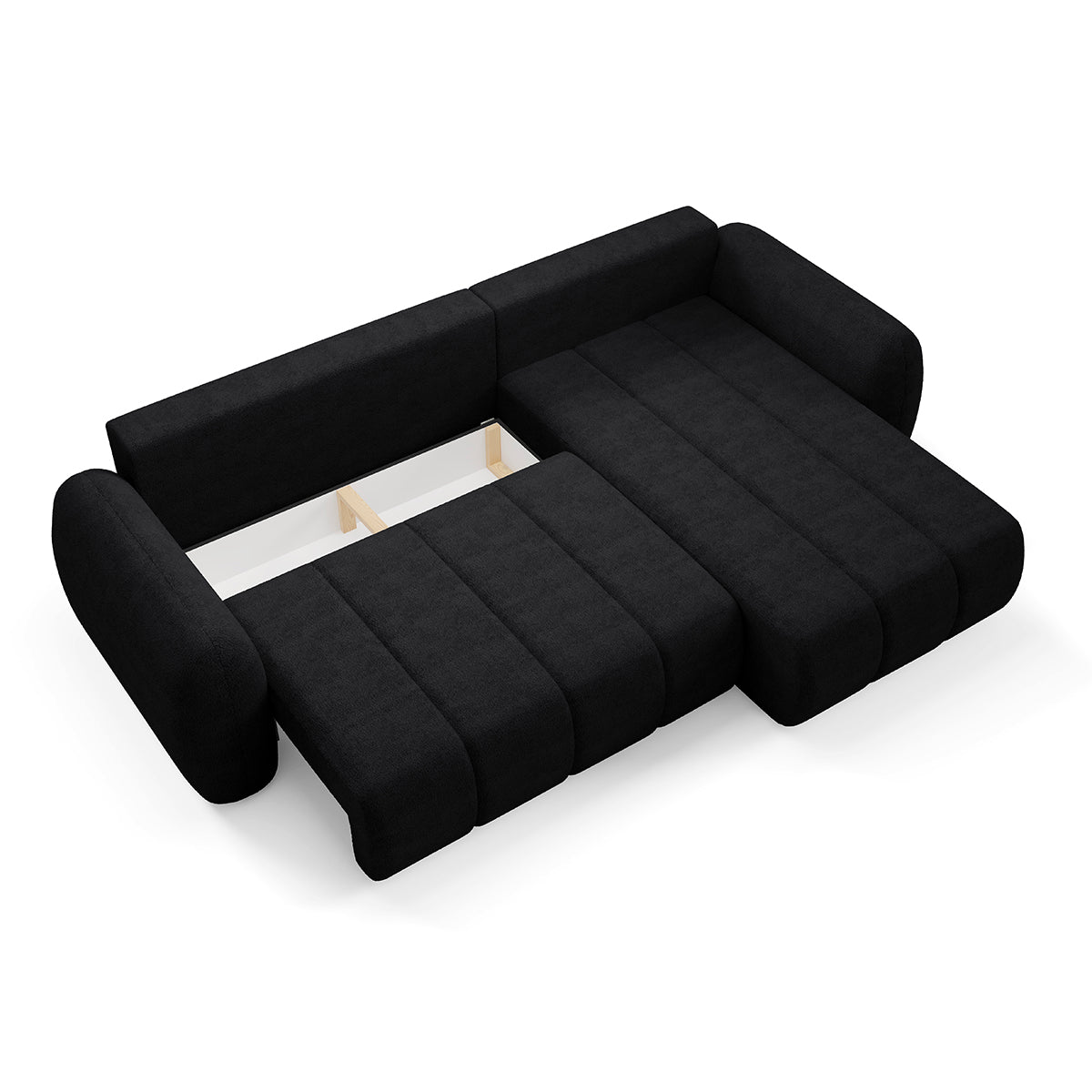 Canapé d'angle réversible et convertible 3 places avec coffre Cesar Noir - vue 5