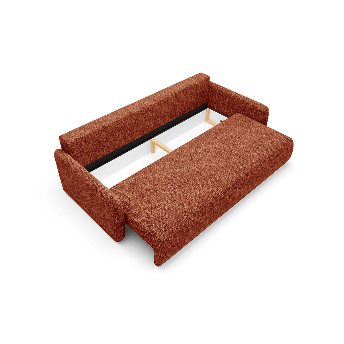 Canapé convertible 3 places avec coffre Lazare Terracotta - vue 3